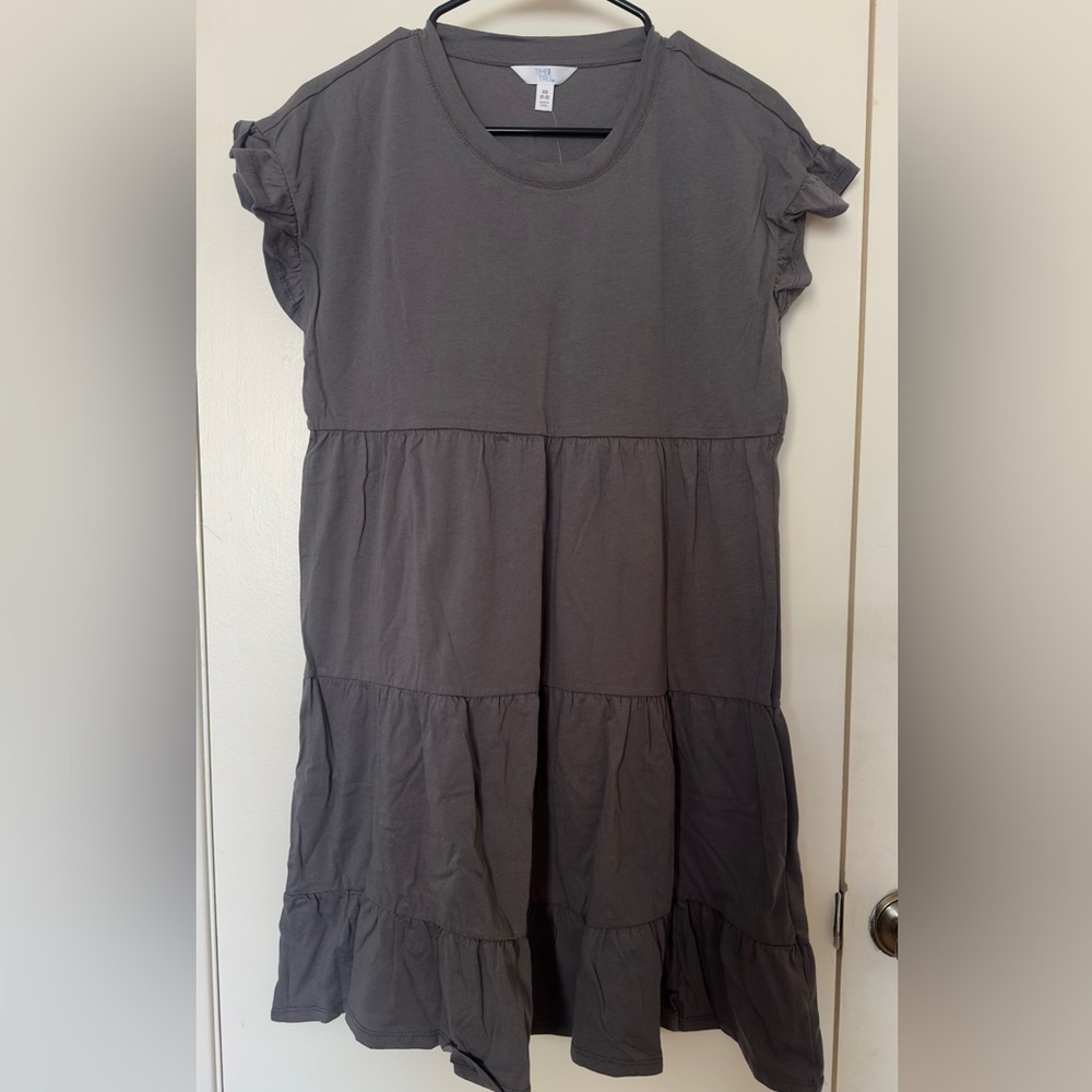 Time and true women’s short sleeve plain ruffle tunic midi gray flows size XS - Picture 5 of 11